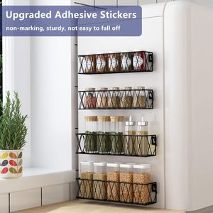 Wall Mounted Kitchen Spice Rack Stainless Steel Rectangle Storage Organizer For Cabinet Door Spices - Product Image 3