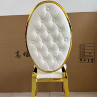 Penjualan pabrik kursi besi tahan karat Bagus desain kaki persegi belakang Oval sempurna untuk kursi makan pernikahan elegan