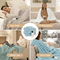 Plaid chauffant électrique en fausse fourrure pour le bureau, 6 niveaux de chauffe, pour lit, avec arrêt automatique après 2 heures, lavable en machine