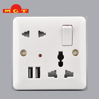 Prise murale multifonction personnalisée OEM avec double port USB pour recharge mobile, interrupteurs à prise murale en gros