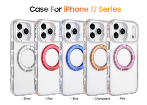 Funda de Lujo con Purpurina para iPhone 17 Pro Max 16, Cubierta Magnética para Carga Inalámbrica, Soporte de Anillo Giratorio 360°, con Pedrería Brillante - Product Image 6