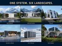 Maison capsule spatiale moderne avec balcon, maison miniature en verre panoramique à 270 degrés, villa préfabriquée
