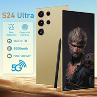 Teléfono Celular Inteligente S24 Ultra Dorado, Económico, al por Mayor en China, Deca Core, 108MP, 5G, AMOLED FHD, Doble SIM, Compatible con Inglés/Español/Francés