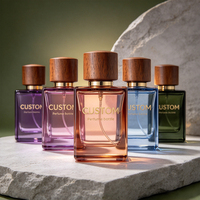 Flacon de parfum vide carré 30ml 50ml 100ml pour conteneur de parfum personnalisé, flacon de parfum avec bouchon en bois brun