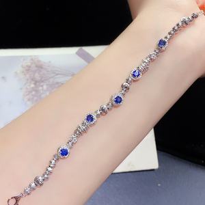 צמיד ספיר פרידוט משובץ בעיצוב חוליות יוניסקס בסגנון מינימליסטי מתנה - Product Image 1