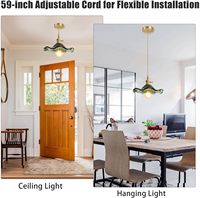 SIMIG 9 'Vintage Lotus Feuille Verre Pendentif Lumière Hauteur Réglable Floral Suspension Lampe E26 Laiton Titulaire Ferme Éclairage