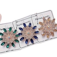 Broches tendance pour femmes, plaquées or, avec zircon coloré, imitation perle et motif Fritillaria, bijoux élégants en forme de fleur de paon, cadeau