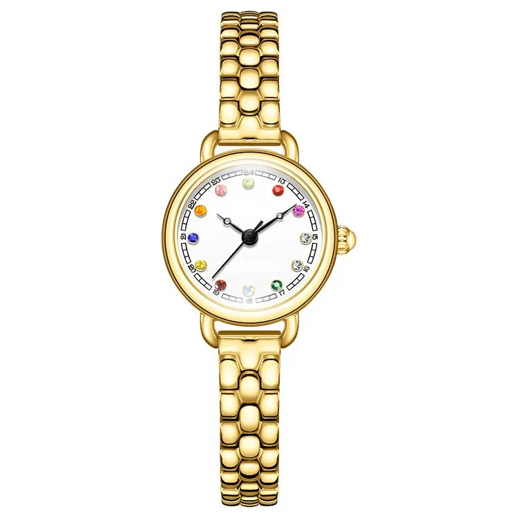 Conjunto de reloj y pulsera de cuarzo para mujer chapado en oro al vacío logotipo de marca personalizado a granel de lujo a la moda al por mayor