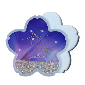 Sakura en forme de bling acrylique personnalisé liquide tasse caboteur <span class=keywords><strong>roman</strong></span> Silicone liquide paillettes tapis Pad jus cadeau d'affaires promotionnel - Product Image 3