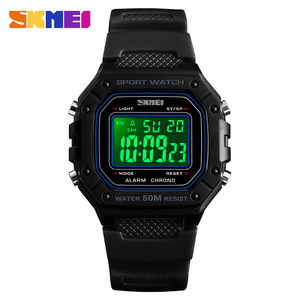 Skmei Sport Watch Digital Men's Waterproof 50M Black Rubber Strap Alarm <strong>Chrono</strong> Outdoor <strong>Fitness</strong> Watch - Product Image 1