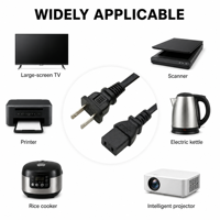 Hochleistungs-2-Pin-Flachstecker IEC C9 Stromkabel-Verlängerungskabel für Laptop, DVD-Player, Haushaltsgeräte, 1,5 m, 100 % Kupfer