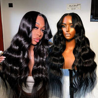 Perruque HD en cheveux humains brésiliens avec fermeture pré-plumée, perruque Full Lace Front sans colle pour femmes noires, perruques Body Wave Hd Lace Frontal