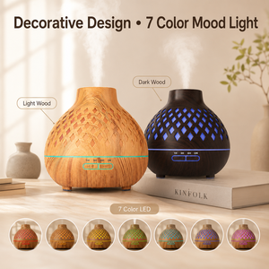 Diffuseur <span class=keywords><strong>d</strong></span>'huiles essentielles silencieux de haute qualité, 400 ml, grain de bois foncé, sans BPA, en PP, <span class=keywords><strong>humidificateur</strong></span> à brume froide pour la maison - Product Image 1