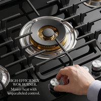Table de cuisson encastrable transfrontalière 880 mm à 5 brûleurs, gaz liquéfié, allumage électronique, surface vitrocéramique, bouton-poussoir, classe énergétique A
