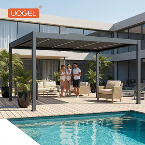 Pergola Lussuosa in <span class=keywords><strong>Alluminio</strong></span> Verniciato a Polvere, Riparo Ombreggiato Estivo per Piscina, Rifugio Privato per Cottage a Bordo Piscina, Impermeabile e Antivento - Product Image 1