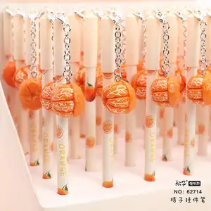 最新设计桃子橙色水果护身符中性笔