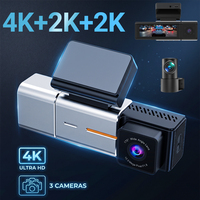 Caméra de tableau de bord 3 canaux pour voiture, Dashcam 4K Fisheye 4K+2K+2K avant et arrière, Enregistreur de vision nocturne, Caméra de tableau de bord AI, Caméra DVR pour voiture