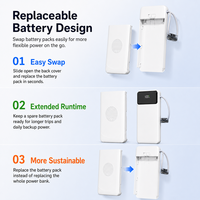 Batterie externe rechargeable 10000 mAh en gros, charge rapide 22,5 W, double câble, chargeur portable, batterie externe 1260110