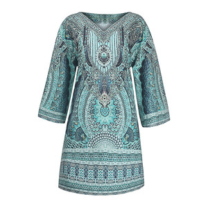 Vestido de mujer con estampado étnico con cuello en V Playa Tiempo libre en vacaciones Vestido bohemio de manga larga Sukienka Damska Vestido Mujer Verano - Product Image 5