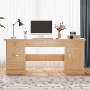Modern Wooden Office <strong>Desk</strong> with Drawers &amp; Storage Cabinet <strong>Pull</strong> <strong>Out</strong> Keyboard Tray Staff Computer Workstation for Home Company Use - Product Image 4