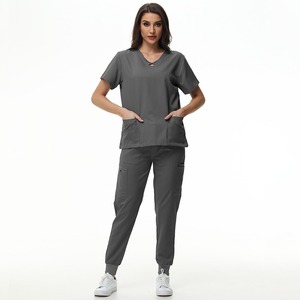 Tenues d'infirmière médicales de haute qualité, <span class=keywords><strong>anti</strong></span>-salissures, gris foncé, uniformes de travail à séchage rapide pour cliniques dentaires et pharmacies - Product Image 1