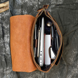 Sac à dos décontracté rétro pour homme en cuir véritable pleine fleur style européen et américain, sacoche pour ordinateur à rabat, sac d'école Crazy Horse A4 3260 - Product Image 3