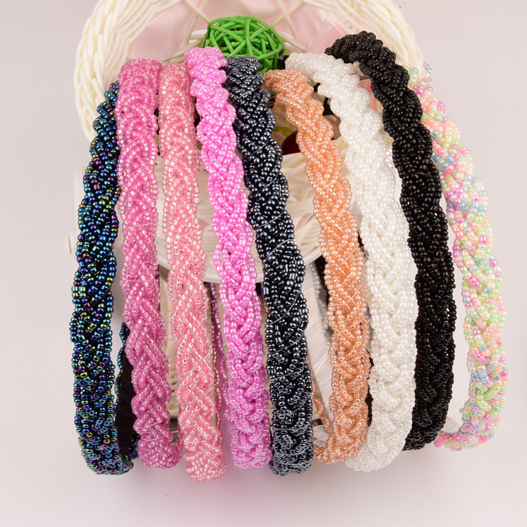 Дизайнерская Корейская повязка на голову, оптовая продажа, повязка на голову из бисера, крупная тесьма, резинки для волос, повязки на голову от поставщика