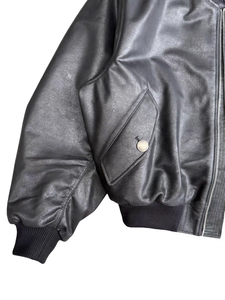 جاكيت بومبر مبطن من الجلد المصنفر محترق مخصص من جلد البقر المحروق للبيع بالجملة - Product Image 4