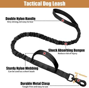 Juego de correa táctica, entrenamiento de nailon ajustable con mango de control y hebilla de metal, collar de perro para perros medianos y grandes - Product Image 2