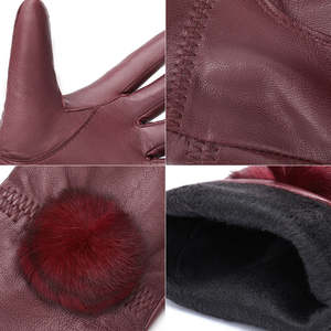 Mitaines thermiques en cuir de mouton imperméables pour femmes, gants d'hiver chauds sans doigts pour femmes, usage quotidien - Product Image 4