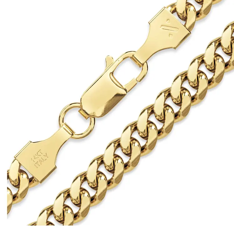22 Inch Stainless Steel Men 18K Gold Plated Square Lobster Clasp Miami Cuban Link Necklace
