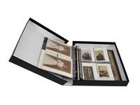 Personnalisé PU PVC Vinyle Lin Tissu Tissu Photo Carte Photocard Album Document Organisateur Archive 3 Reliure À Anneaux Boîte De Fichiers avec Lèvre