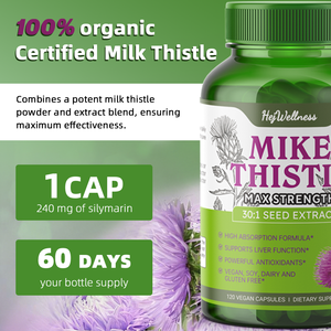 Kapsul Ekstrak Milk Thistle Label Pribadi OEM/ODM, Suplemen Pendukung Kesehatan Hati Silymarin untuk Dewasa, Kapsul Pembersih Hati yang Sehat - Product Image 5