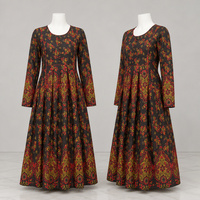 Robe longue décontractée pour femme à manches longues, col rond, imprimé floral, coupe évasée, boutonnée sur le devant – Prix de gros