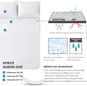 Draps de lit 4 pièces pour lit Queen Size Double brossé 1800 draps en microfibre - Product Image 4