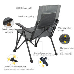 Nouvelle chaise de camping et de plage compacte de luxe 2025, la plus vendue, robuste, avec dossier réglable sur quatre positions et accoudoir tactique - Product Image 4