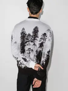 LOGO personalizzato OEM e ODM pullover gradiente Jacquard uomo maglione manica lunga lavorato a maglia moda uomo vestiti maglione lavorato a maglia uomo