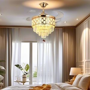 Crystal Ceiling Fan Light Fixture Fandelier <b>LED</b> Remote 6-Speed Reversible DC Motor 48inch Blade 30-34dB Quiet Living - Product Image 4