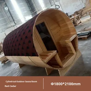 Sauna a Botte per Esterni in Legno Massello di Cedro Rosso, Riscaldamento a Vapore, Impermeabile, Anticorrosione, per Hotel e Resort di Lusso, Guangdong - Product Image 3