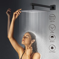Ensemble de douche encastré mural moderne noir mat en laiton avec mitigeur pour salle de bain