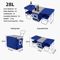 Glacière pliante 28L sur roulettes avec porte-gobelets pour événements de jardin et barbecue, coque en PE, usine OEM