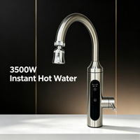 Robinet d'eau chaude instantanée électrique en acier inoxydable, commande tactile, col de cygne rotatif, chauffage rapide, affichage LED, pour camping-car, hôtel, voiture