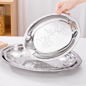 Plateaux de cuisson ovales en acier inoxydable durables en gros, plateaux à fruits miroir pour hôtel, restaurant, options personnalisables - Product Image 3