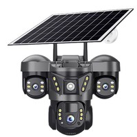 Caméra solaire V380Pro extérieure à trois objectifs, triple vue, capteur CMOS WiFi 6MP, étanche IP66, interphone vocal