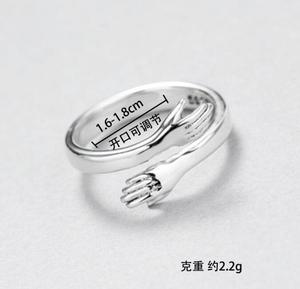 Real Sterling <strong>Silver</strong> S925 Plating Romantic Adjustable <strong>Hug</strong> Finger Band <strong>Ring</strong> for Women Bohemian Style Re-sizable Alloy - Product Image 2