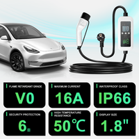 Chargeur EV portable E-mingze 3,5 kW 7 kW 16A Type 2 Prise Schuko Station de recharge pour véhicule électrique avec écran LCD pour les voyages