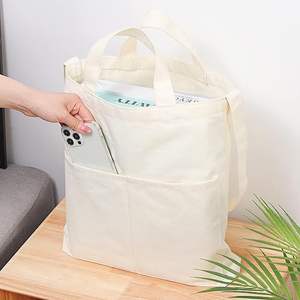 DIY Canvas Tote Bag Personnalisable Hobo Sac à Bandoulière avec Poches Extérieures Eco Friendly Shopper - Product Image 5