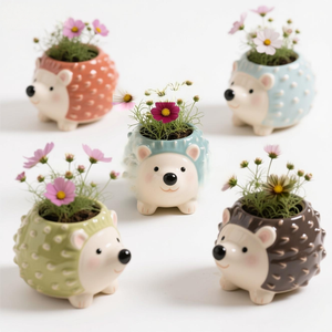 Maceta de cerámica con forma de erizo, maceta con tema de animales con Personalización completa (tamaño/color/drenaje) - Product Image 1