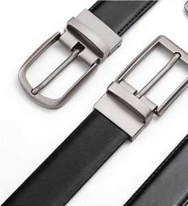 पुरुषों की वास्तविक चमड़े की बेल्ट रोचदार बेल्ट सुई बकसुआ आकस्मिक डबल-पक्षीय प्रयोग बेल्ट - Product Image 3