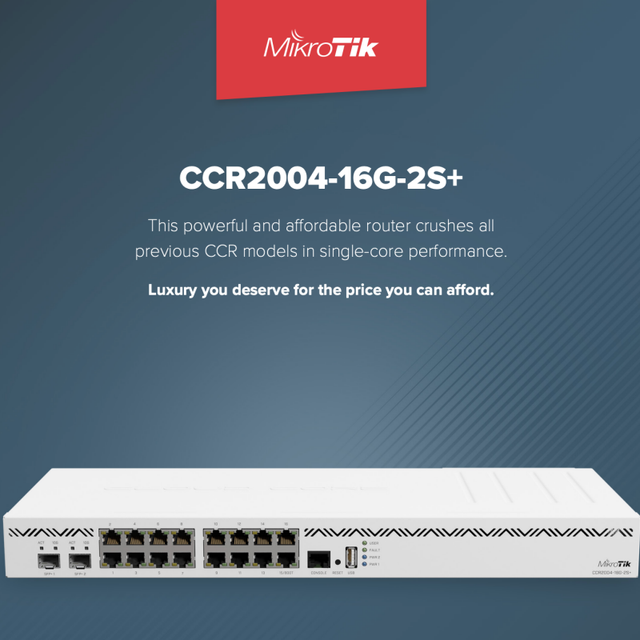 Original New MikroTik CCR2004-16G-2S+ Wireless Router with Modem Function WEP QoS Dual-Band 2.4G & 5G 8-LAN Ports US Version